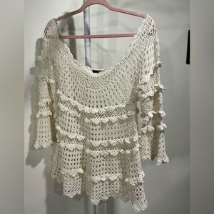 Hazel Anthropologie Ivory Crochet Tunic